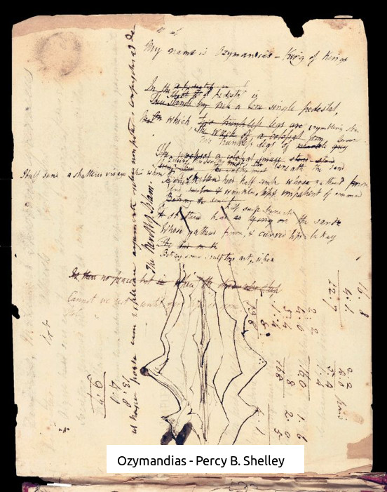 Percy B Shelley - Manuscript for Ozymiandias