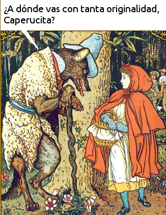 Caperucita Roja y el SEO feroz (ilustración original por Walter Crane).