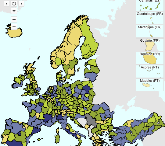 Mapa de población del Eurostat