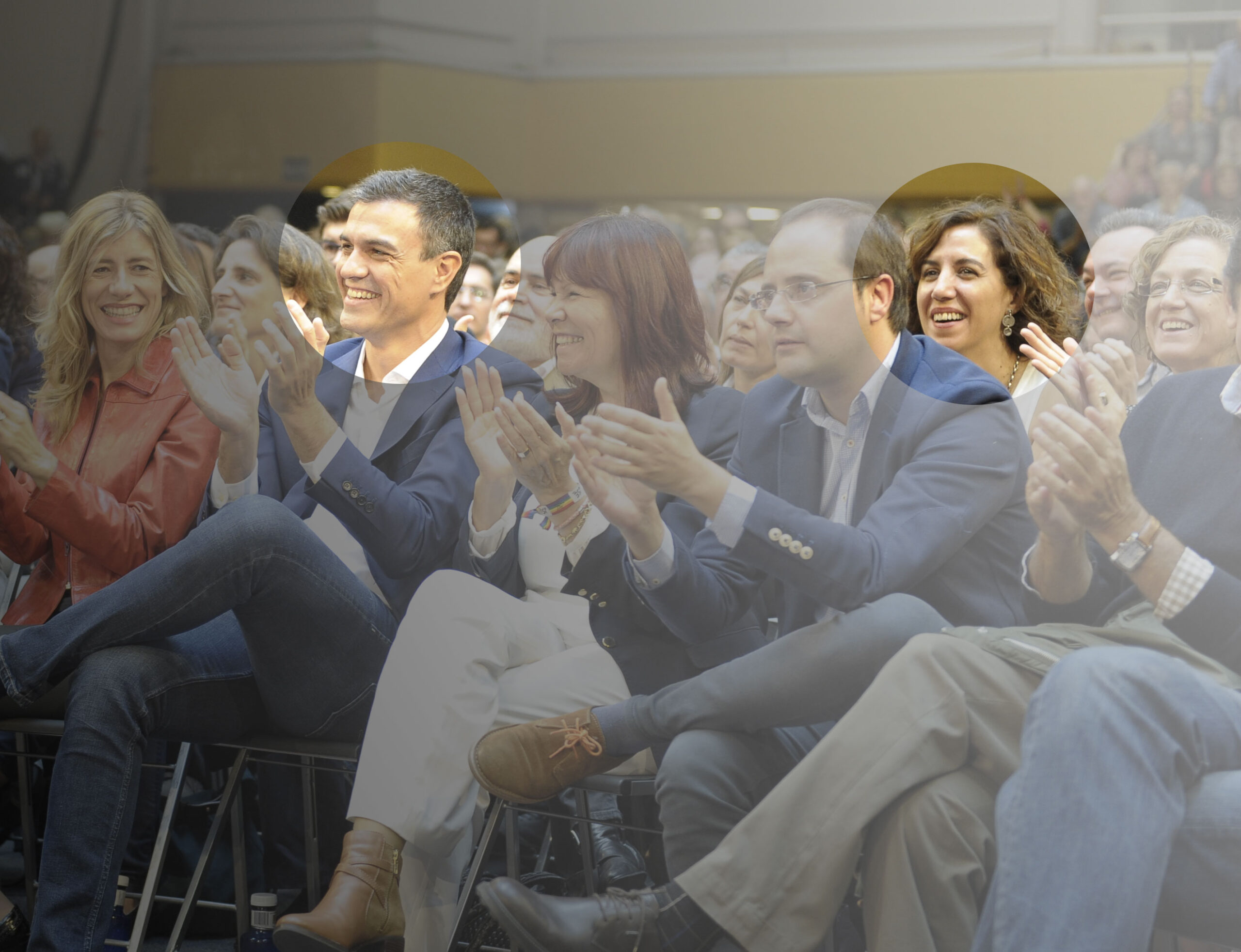 Pedro Sánchez e Irene Lozano compartiendo foto en un acto del PSOE