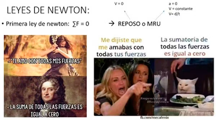 leyes de Newton en memes